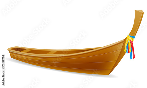 traditional thai wooden boat vector illustration