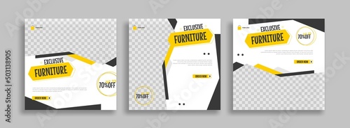 Furniture Editable minimal square banner template with geometric shapes for social media post  story and web internet ads. Vector illustration