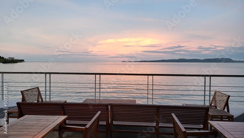 Kuching, Sarawak Malaysia - May 6 2022: The Amazing Surroundings of The Cove 55 Luxury Boutique Seaside Hotel with a Cool Infinity Pool © DC