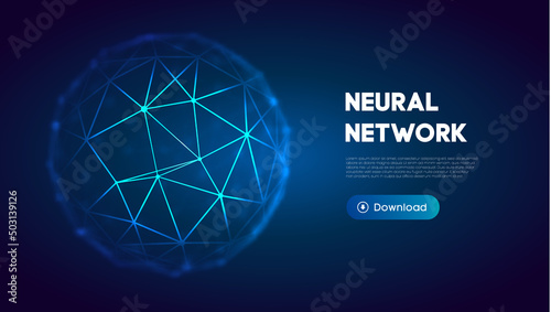 Neural network abstract technology science background. Human brain technology concept design. Mind concept. Cloud network vector illustration.