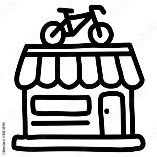 handdrawn bike shop icon