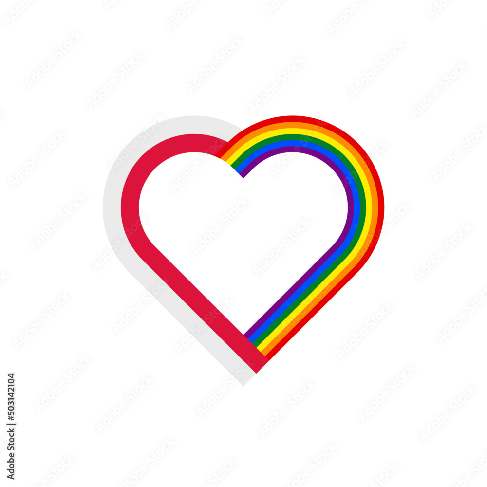 unity concept. heart ribbon icon of poland and rainbow flags. vector illustration isolated on white background unity concept. heart ribbon icon of poland and rainbow flags. vector illustration isolated on white background