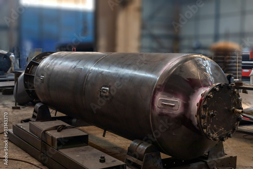 Fototapeta View of pressure vessel tank manufacture in factory