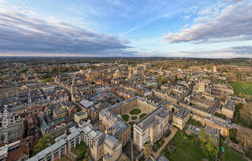 Aerial panorama of Oxford University, England, UK