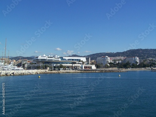 The famous Festival Centre and the hotel Majestic Barriere at Cannes, France photo