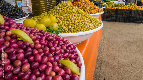 Closeup shot of a market in Tangier