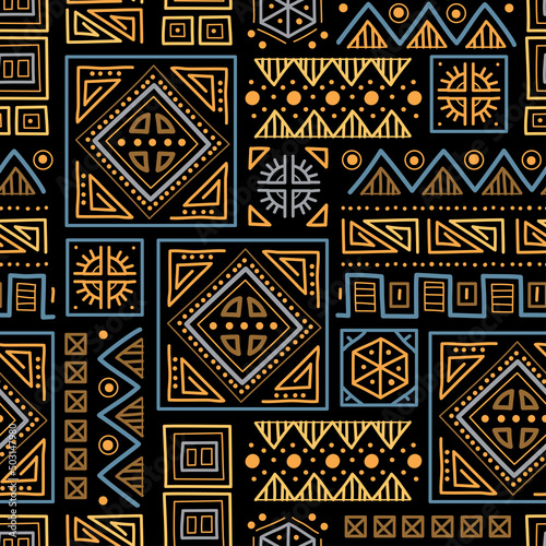 Mayan patchwork seamless pattern. Tribal geometric vector swatch. Zigzag background for cover design. Retro chevron line vector print. Navajo ornamental texture. Bright multicolor background