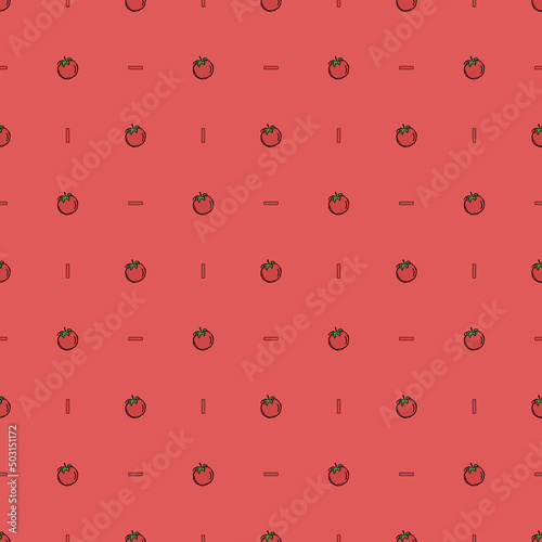 Seamless tomato pattern. Colored tomatoes background. Doodle vector illustration with tomato