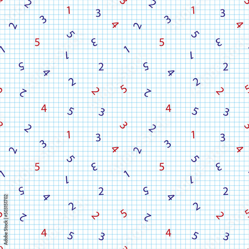 Background in a cage with numbers. School notebook background for any use.