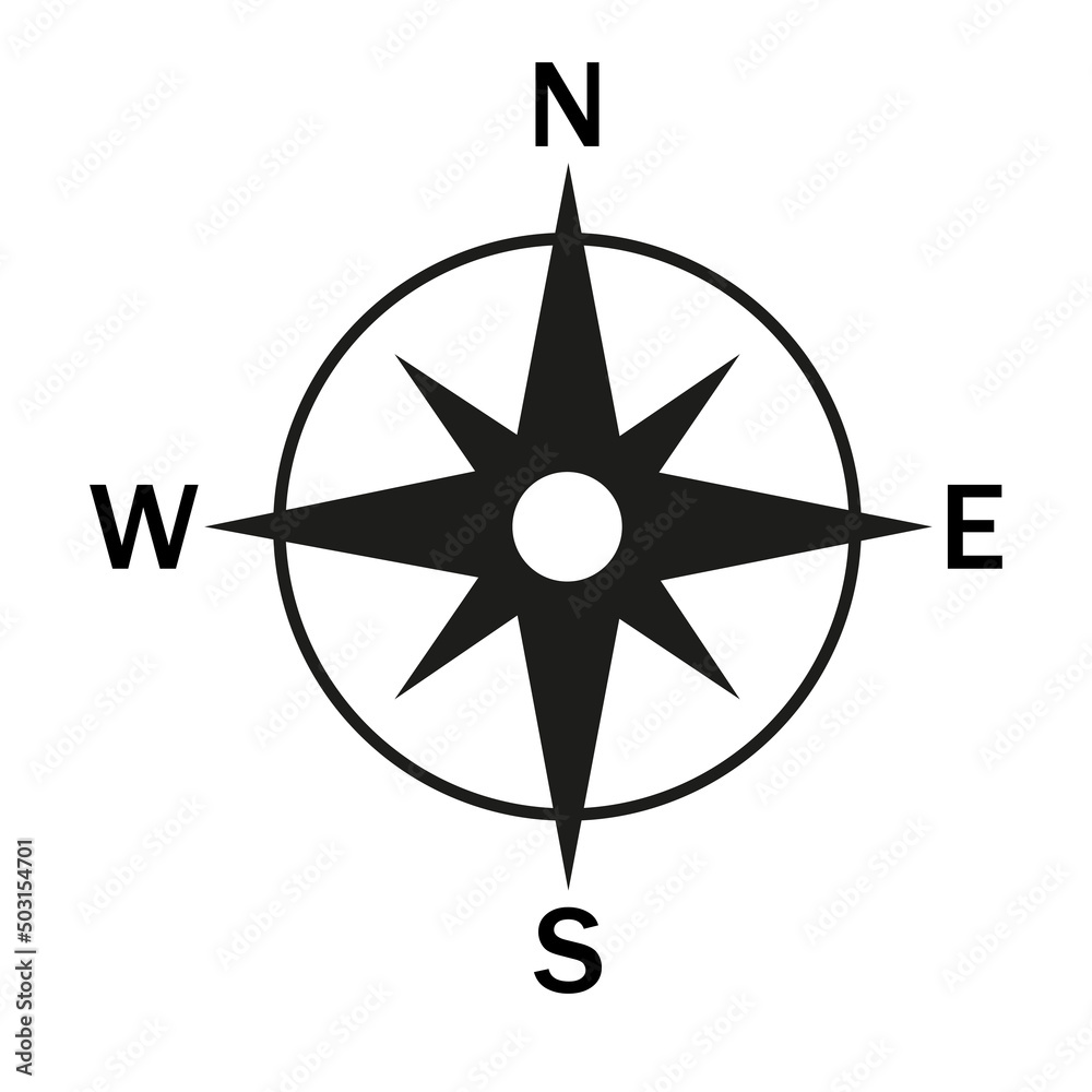 Compass icon. Black icon on a white background. Vector illustration. eps10 Compass icon. Black icon on a white background. Vector illustration. eps10