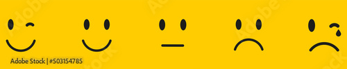 Rating emotion icon set. Isolated on orange background. Vector illustration eps10