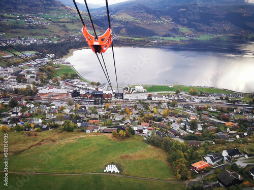 View of Voss, Norway from a cable car photo