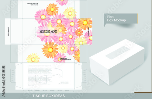 Vector illustration of a tissue box mockup with a space for the company logo