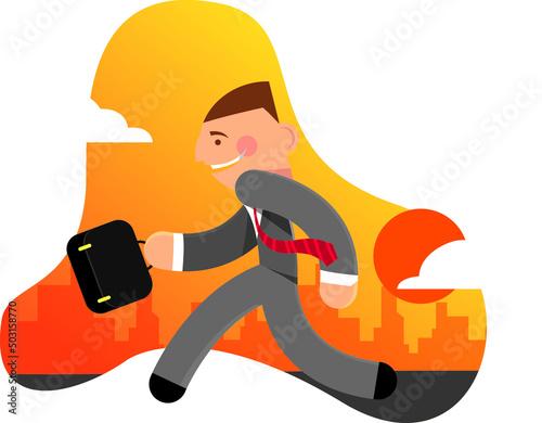 Vector illustration of a businessman going to work