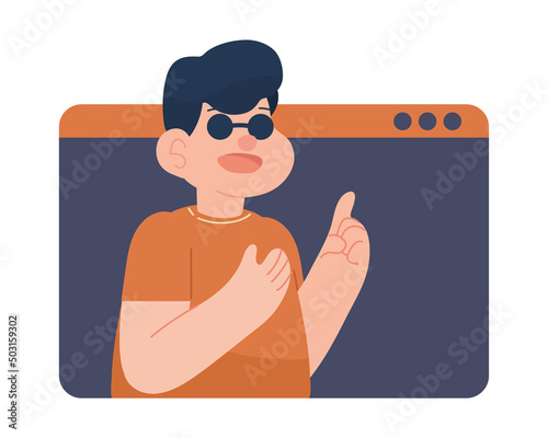 blind man cartoon on screen