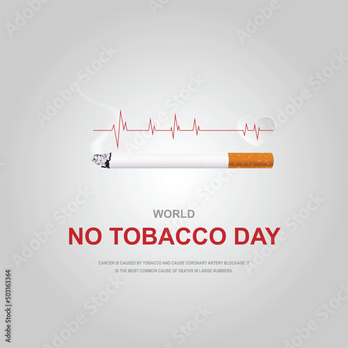 Heart bit line and cigarette. World No Tobacco Day. Creative design idea for poster, banner, website. vector illustrator