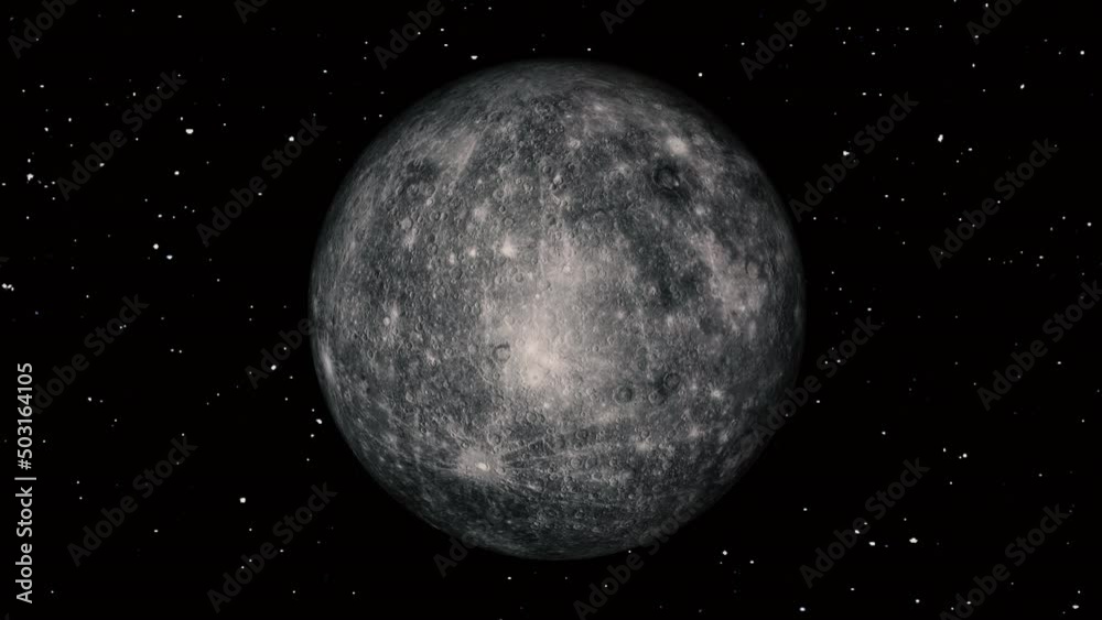 3d space animation with mercury. cinematic look. view from a satellite of planet mercury 3d space animation with mercury. cinematic look. view from a satellite of planet mercury