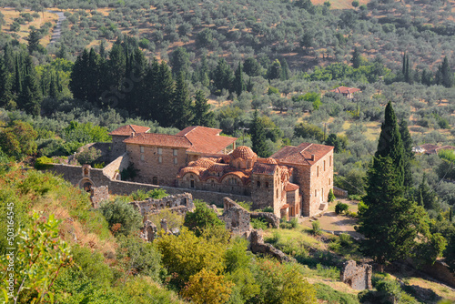 The medieval town of Mystras in the Peloponnese in Greece  photo