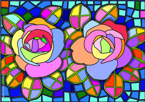 rose flower colorful stained glass background illustration vector
