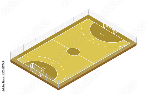 Fenced handball field. vector illustration