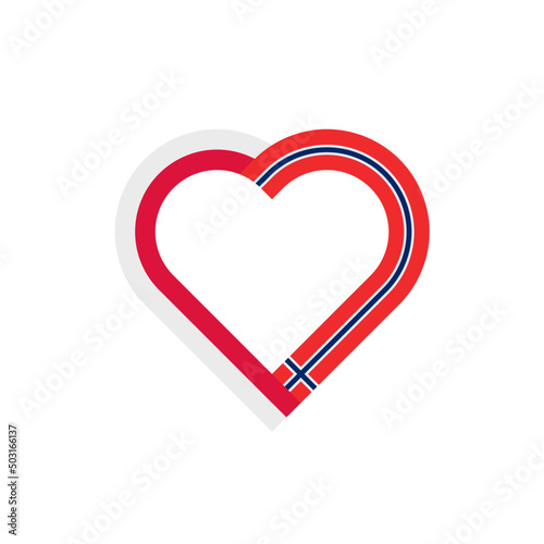 heart outline icon of poland and norway flags. vector illustration isolated on white background