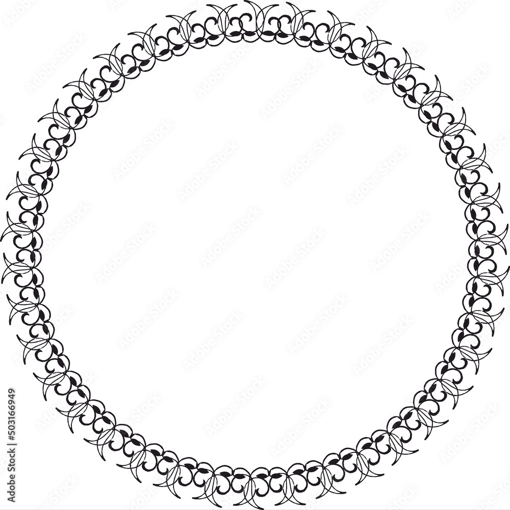 Round frame. Circle Ornamental decorative frame with leaves and floral element
Round frame. Circle Ornamental decorative frame with leaves and floral element