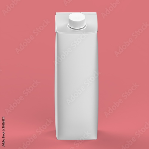 1L Carton box with Screw Cap Mock-up. White blank milk or juice carton box photo