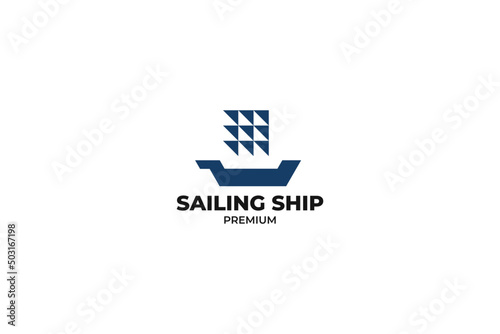 Flat sail or ship logo design vector template