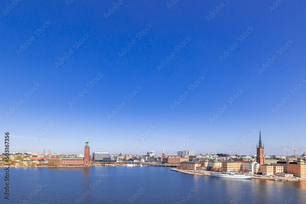 Stockholm city, Sweden. Beautiful panoramic view on a sunny day