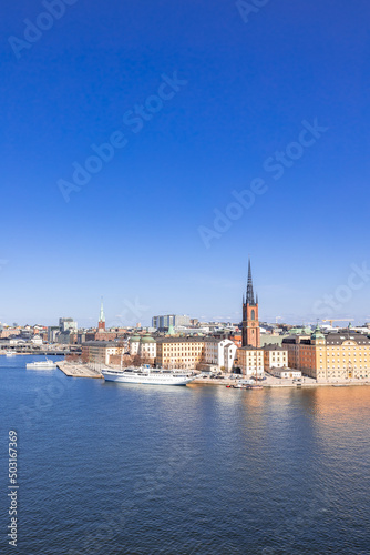 Stockholm city, Sweden. Beautiful panoramic view on a sunny day