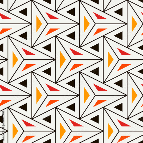Contemporary geometric pattern. Repeated triangles motif. Seamless surface design. Modern geo abstract background. Minimalist wallpaper. Simple ornamental digital paper, textile print. Vector art
