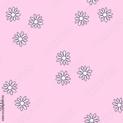 Beautiful background with daisies on a pink background. Seamless pattern in L...