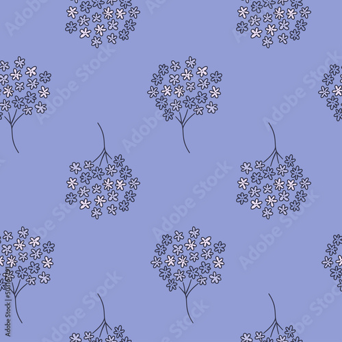 Beautiful background with a lilac branch. Seamless pattern in Liberty style. ...