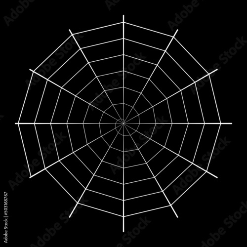 Spider-web shape on black background. Illustration.