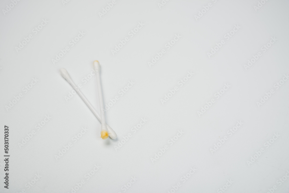 dirty cotton swab. Q-tip after ear cleaning dirty cotton swab. Q-tip after ear cleaning