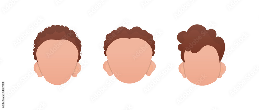 Set of Faces of little boys with different hairstyles. Isolated on white background. Vetkaran illustration. Set of Faces of little boys with different hairstyles. Isolated on white background. Vetkaran illustration.