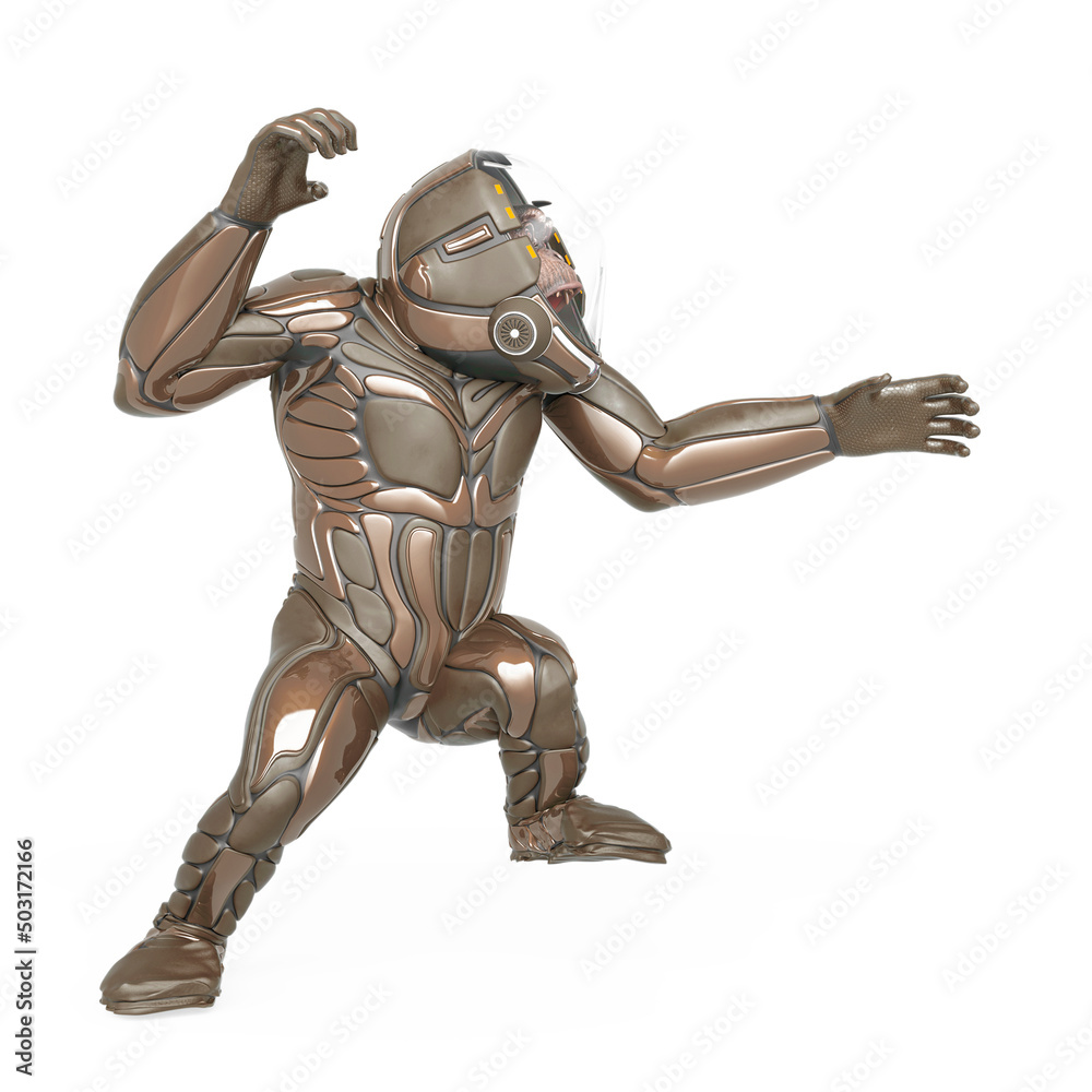 chimpanzee astronaut is attacking in white background chimpanzee astronaut is attacking in white background
