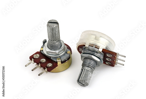 Photo The variable resistor isolated on white background. rheostat.