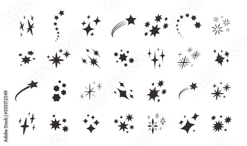 Obraz na płótnie Stars sparkle icons set vector