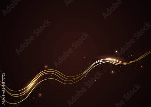 Abstract background of gold lines and gold dust