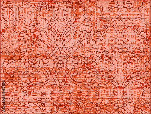 Vector Earth Modern tone colors with Carpet bathmat and Rug Boho style ethnic floral damask design pattern with distressed woven texture and effect Antique traditional rug pattern floor covering