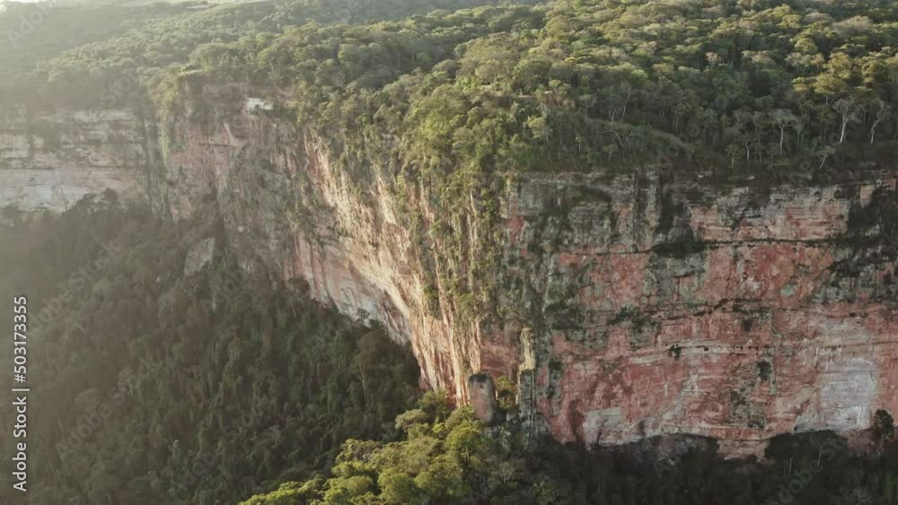 Mountain Rocks Plateau Landscape Chapada dos Guimarães Aerial Drone Shot