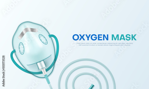 Oxygen mask artificial lung ventilation realistic banner template vector medical breath emergency