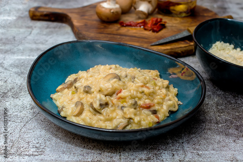 Risotto with mushrooms and sun-dried tomatoes