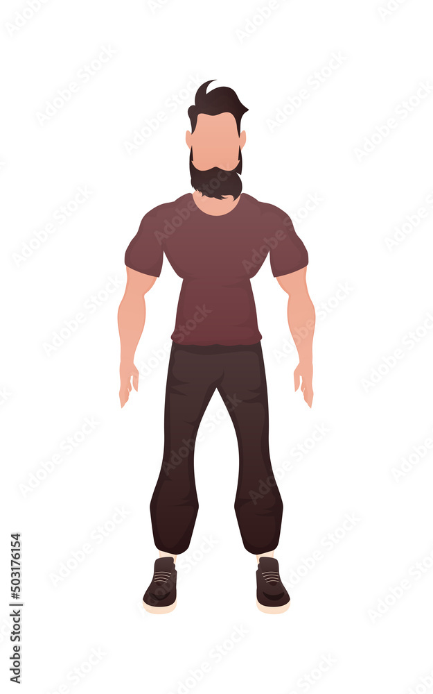 The young guy stands in full growth. Isolated. Cartoon style. The young guy stands in full growth. Isolated. Cartoon style.