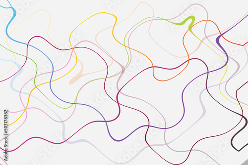 colorful wavy lines with white backdrop. looking very modern and artistic design of gradient colored curly lines. Line Art