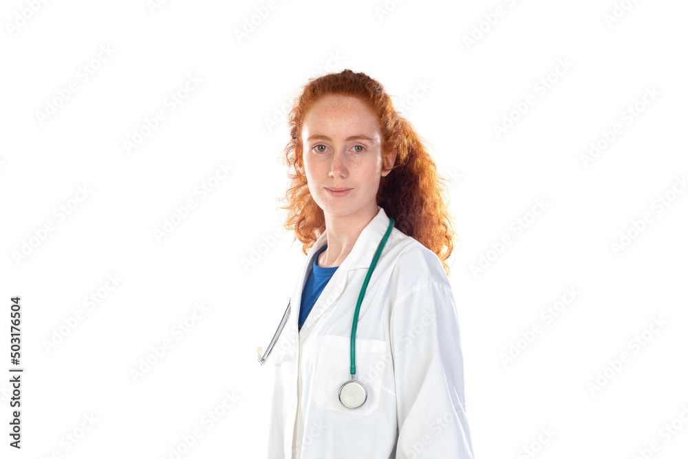 Redhead doctor woman laughing Redhead doctor woman laughing