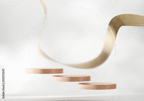 Fototapeta Naklejka Na Ścianę i Meble -  3D rendering round shape abstract platform podium product presentation backdrop