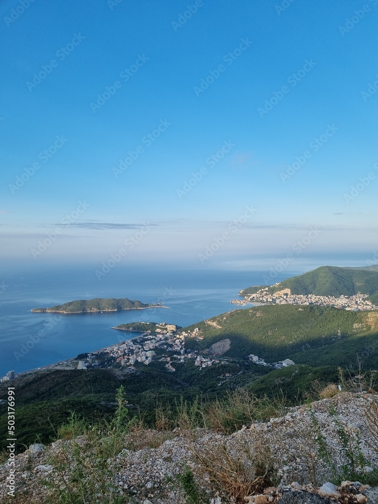 View from the highway at the nature morning near the sea in Budva, Montenegro
