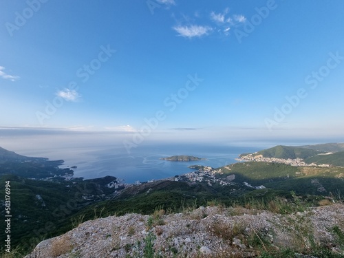 View from the highway at the nature morning near the sea in Budva, Montenegro